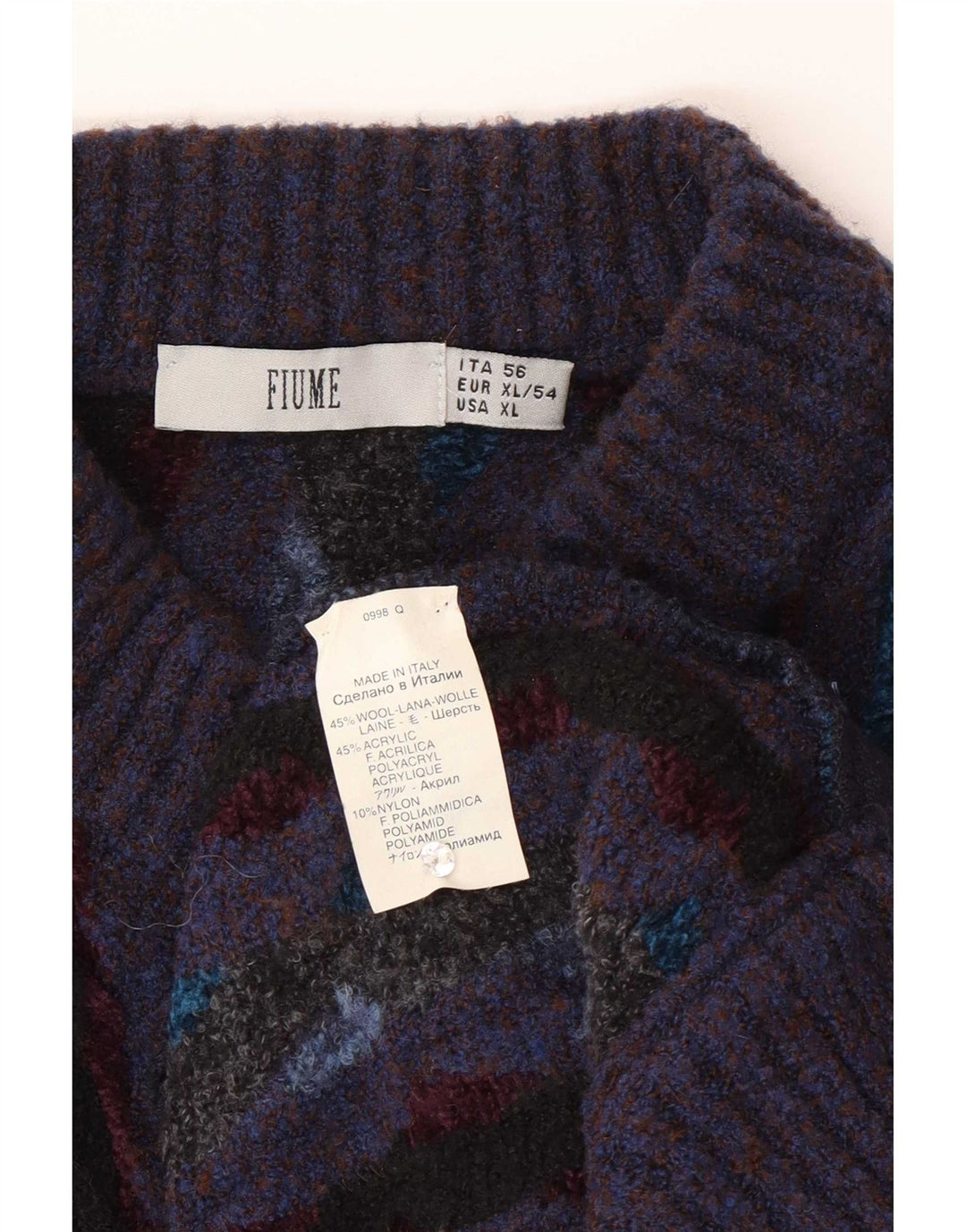Fiume Mens Regular Fit Cardigan Sweater XL Purple Striped Wool