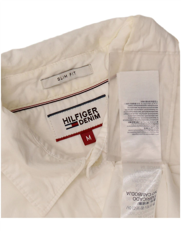 Tommy Hilfiger Mens Short Sleeve Slim Fit Shirt Medium White Cotton