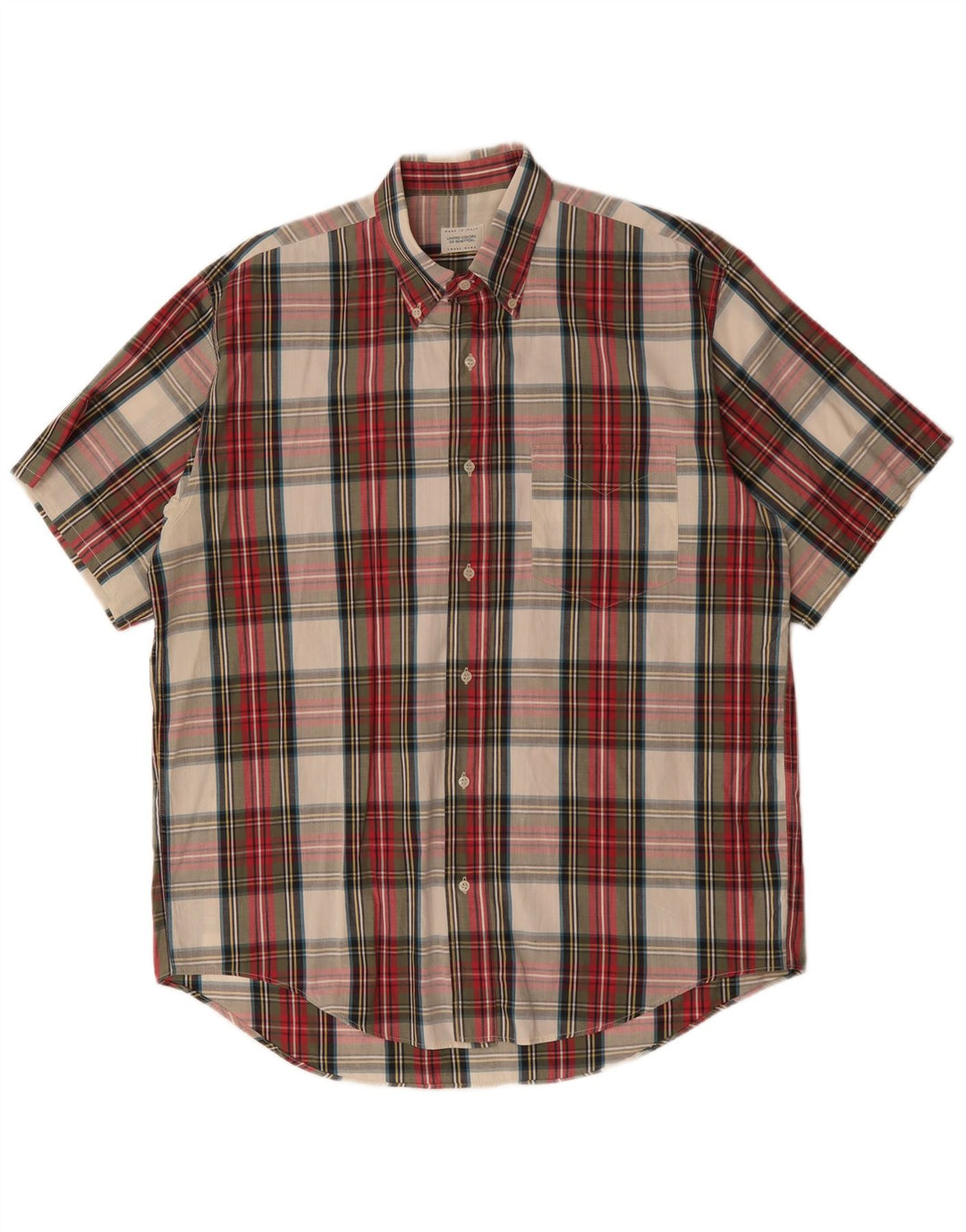 BENETTON Mens Short Sleeve Shirt Large Multicoloured Check