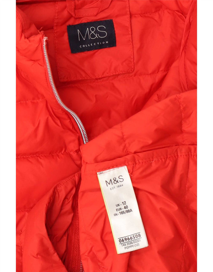 Marks & Spencer Womens Hooded Padded Gilet UK 12 Medium Red Polyamide