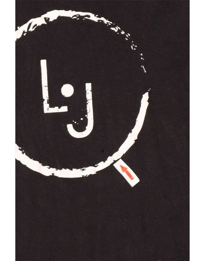 Liu Jo Mens Graphic T-Shirt Top Small Black Cotton