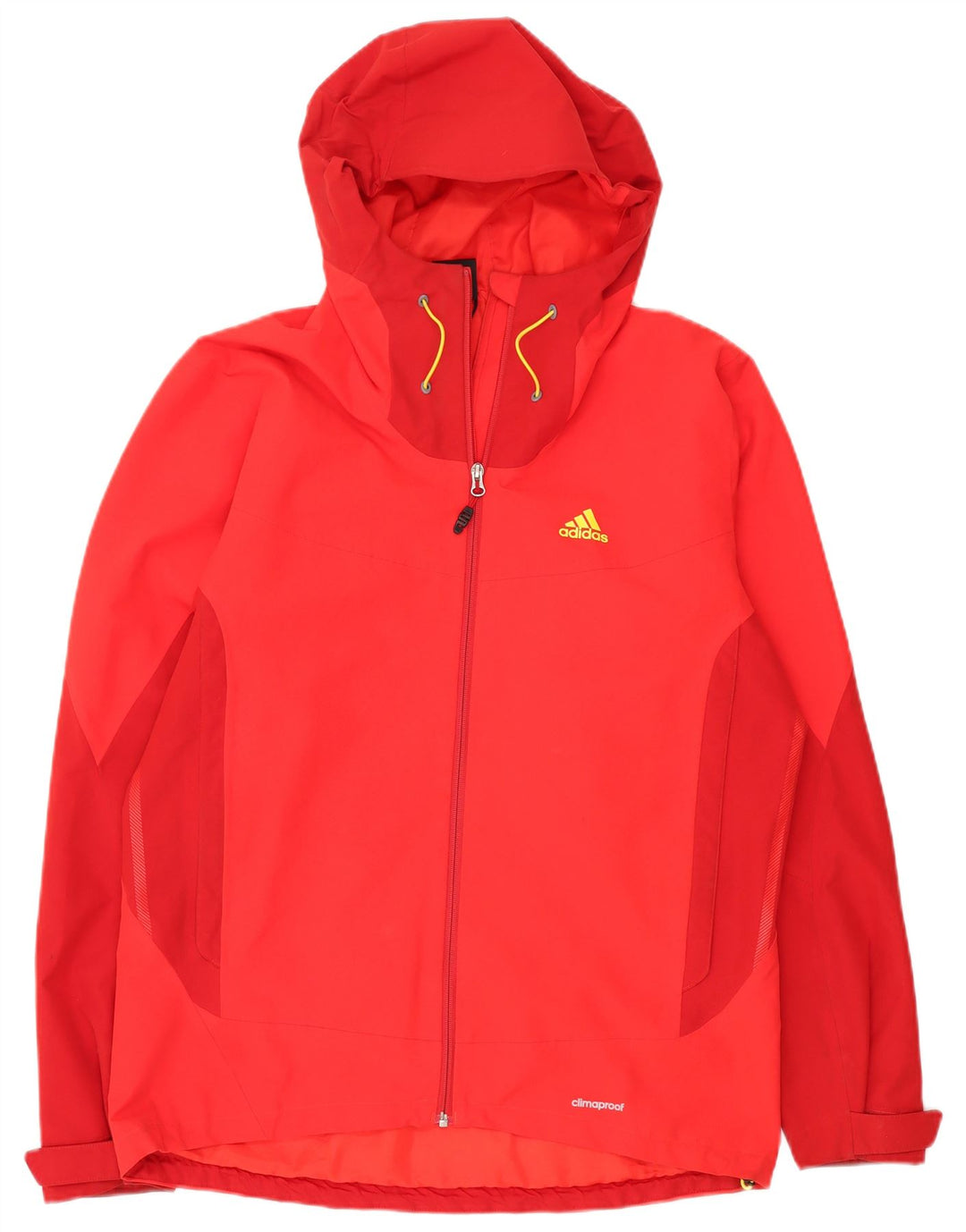 Adidas Mens Hooded Rain Jacket UK 42/44 Large Red Colourblock Polyester