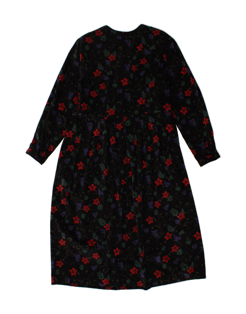 TALBOTS Womens Basic Dress UK 14 Large Black Floral Cotton Vintage Talbots and Second-Hand Talbots from Messina Hembry 