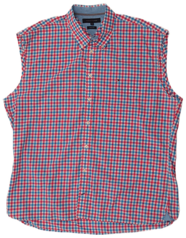Tommy Hilfiger Mens Sleeveless Custom Fit Shirt 2XL Multicoloured Gingham