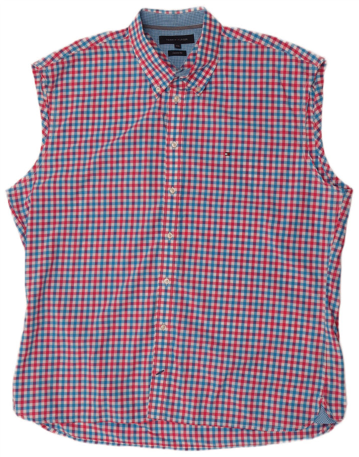 Tommy Hilfiger Mens Sleeveless Custom Fit Shirt 2XL Multicoloured Gingham