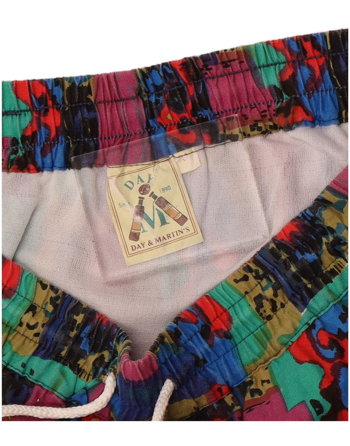 Vintage Mens Abstract Pattern Swimming Shorts XL Multicoloured Nylon