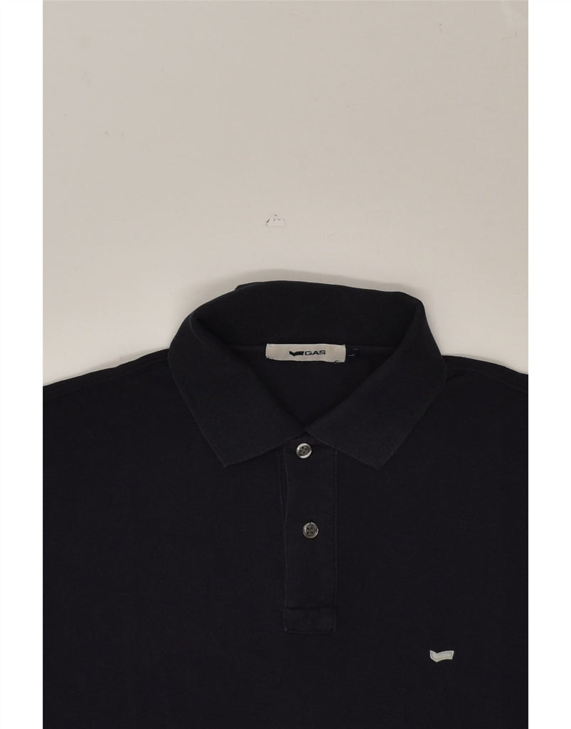 GAS Mens Polo Shirt Large Navy Blue Cotton | Vintage Gas | Thrift | Second-Hand Gas | Used Clothing | Messina Hembry 