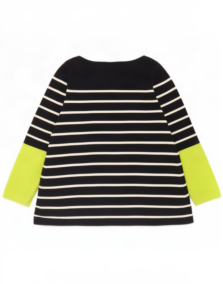 Cos Womens Top Long Sleeve UK 14 Medium Navy Blue Striped Cotton