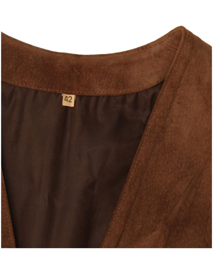 Vintage Womens Suede Waistcoat IT 42 Medium Brown