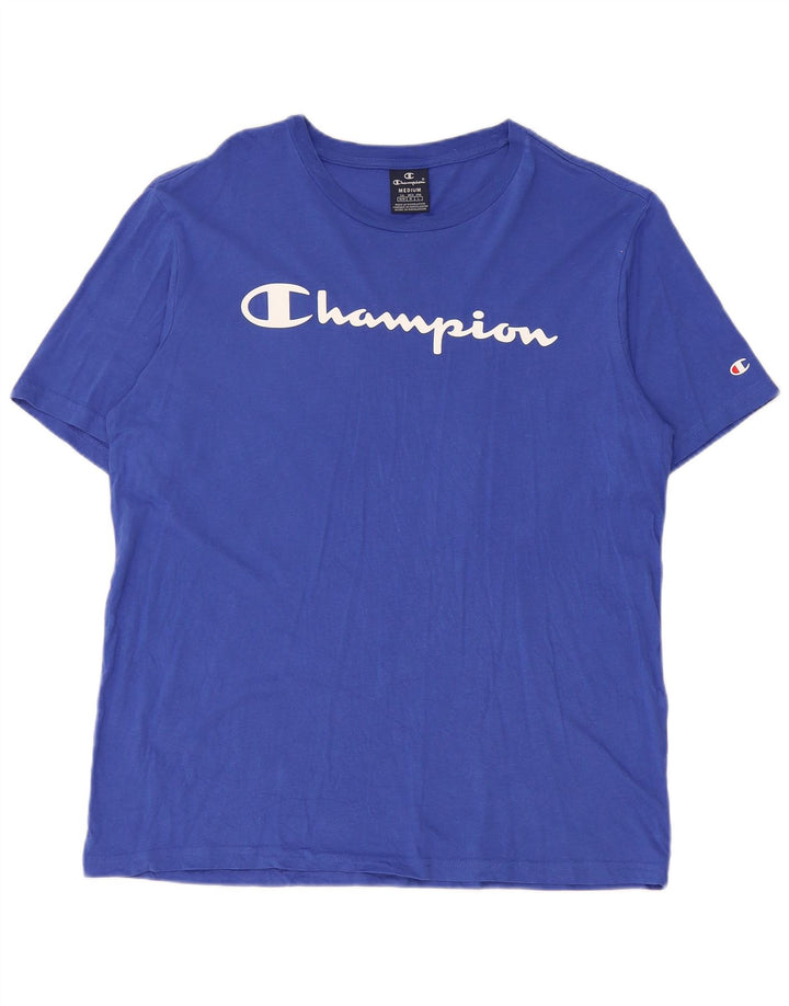 Champion Mens Graphic T-Shirt Top Medium Blue