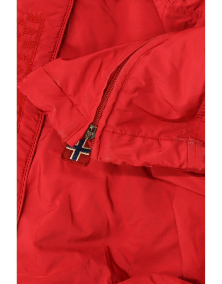 NAPAPIJRI Womens Graphic Hooded Anorak Jacket UK 14 Medium Red Polyester