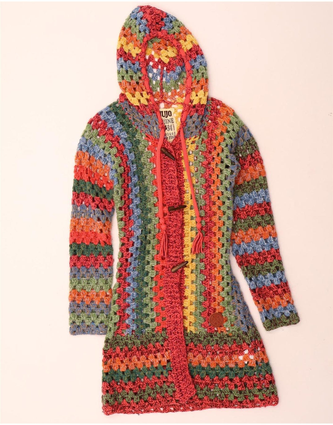 KHUJO Womens Oversized Longline Cardigan Sweater UK 10 Small Multicoloured