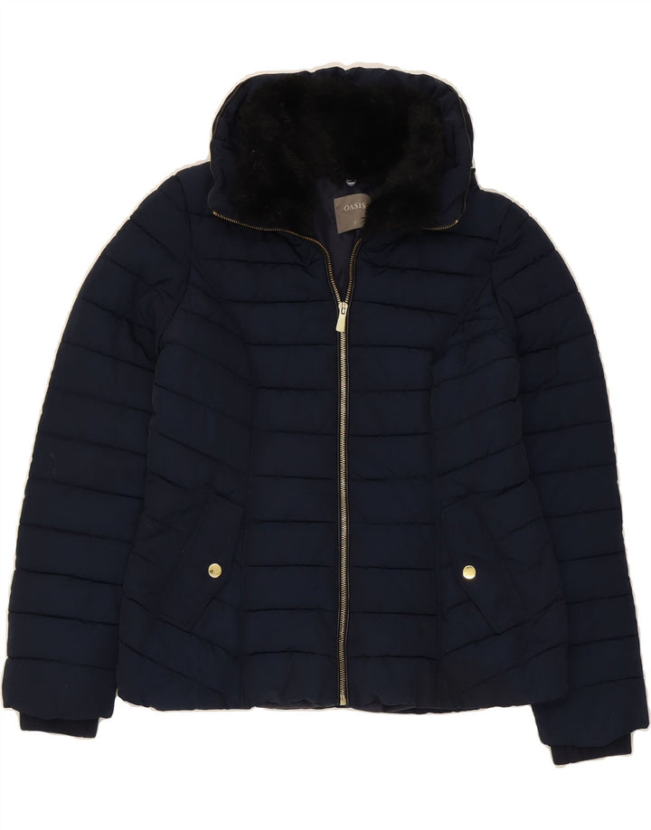 OASIS Womens Padded Jacket UK 10 Small Navy Blue Polyester Vintage Oasis and Second-Hand Oasis from Messina Hembry 