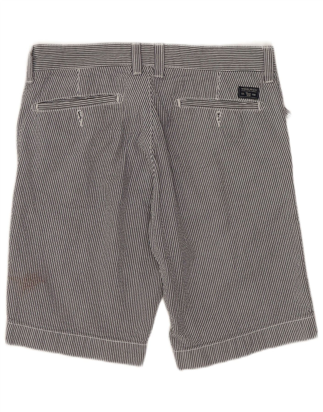 Woolrich Mens Casual Shorts W30 Medium Navy Blue Pinstripe Cotton