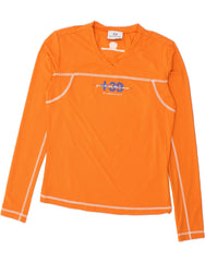 SERGIO TACCHINI Womens Top Long Sleeve UK 14 Large Orange Polyamide