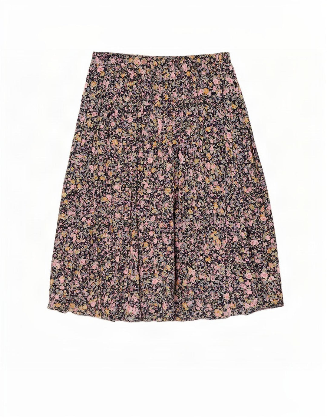 Vintage Womens A-Line Skirt W34 Large Navy Blue Floral Polyester