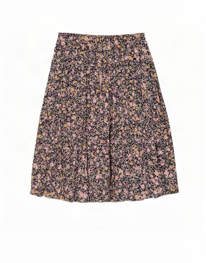 Vintage Womens A-Line Skirt W34 Large Navy Blue Floral Polyester