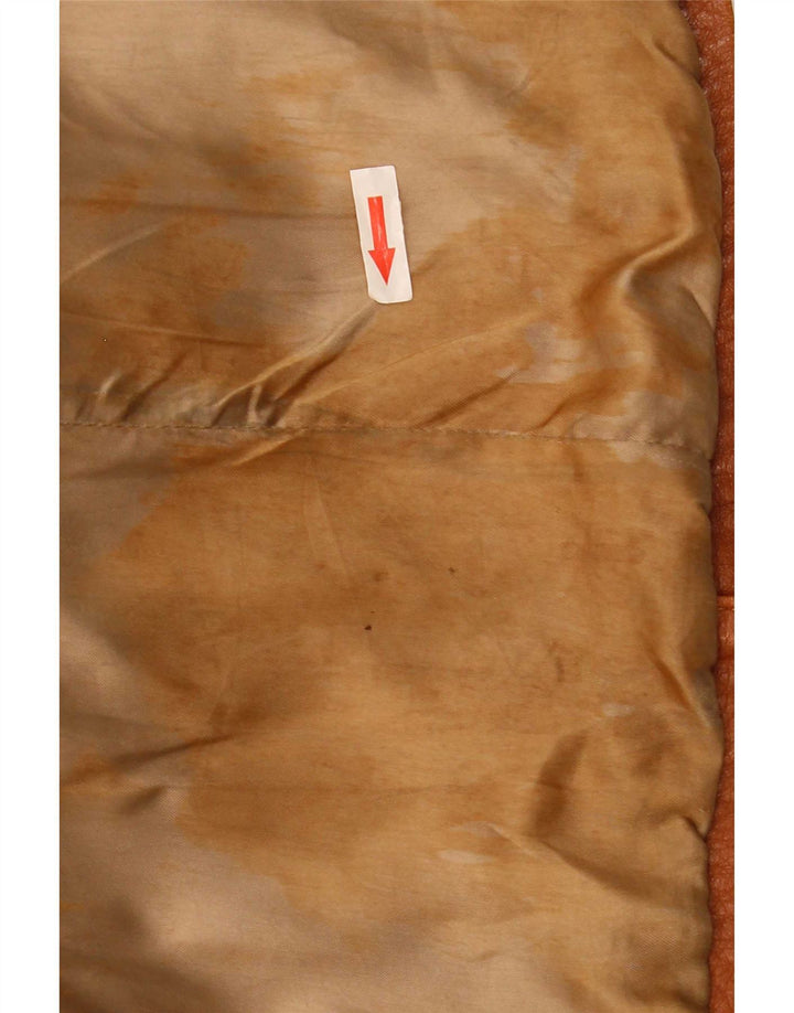 Vintage Womens Leather Coat IT 52 2XL Brown