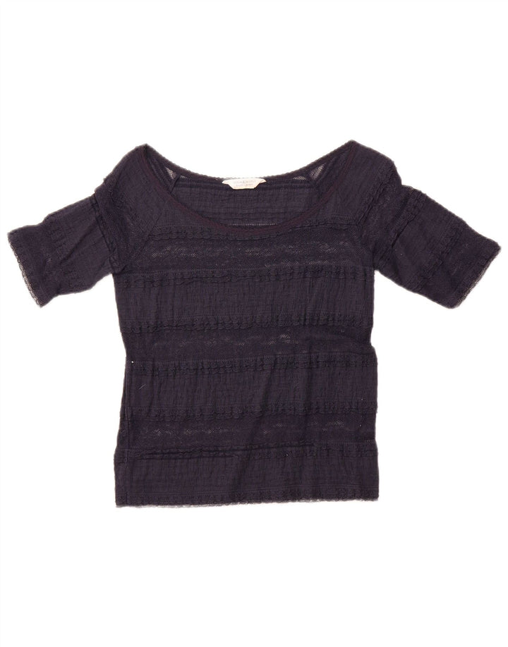 Ralph Lauren Womens Crop Blouse Top UK 12 Medium Navy Blue