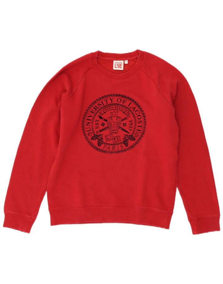 Lacoste Mens Graphic Sweatshirt Jumper Size 4 Medium Red Cotton