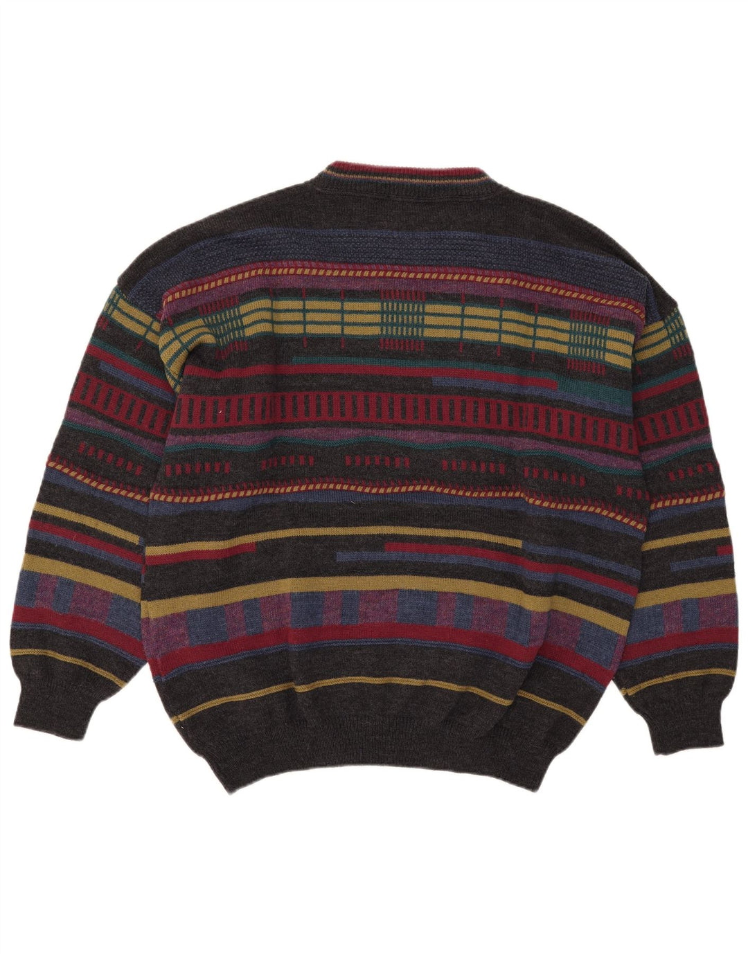 Vintage Mens Crew Neck Jumper Sweater XL Multicoloured Striped