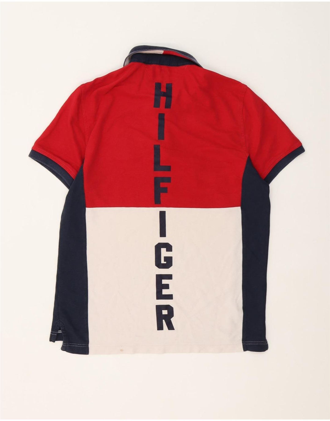 Tommy Hilfiger Mens Polo Shirt Medium Red Colourblock Cotton