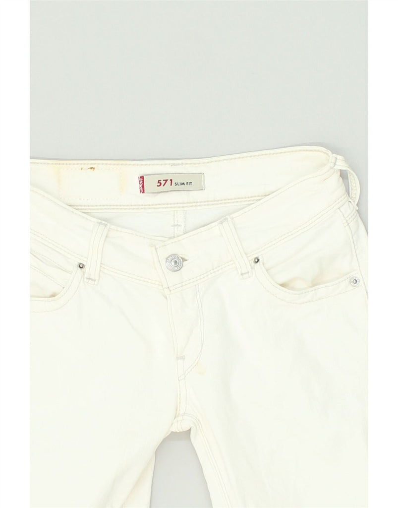 LEVI'S Womens 571 Slim Jeans W26 L27 Off White Cotton | Vintage Levi's | Thrift | Second-Hand Levi's | Used Clothing | Messina Hembry 