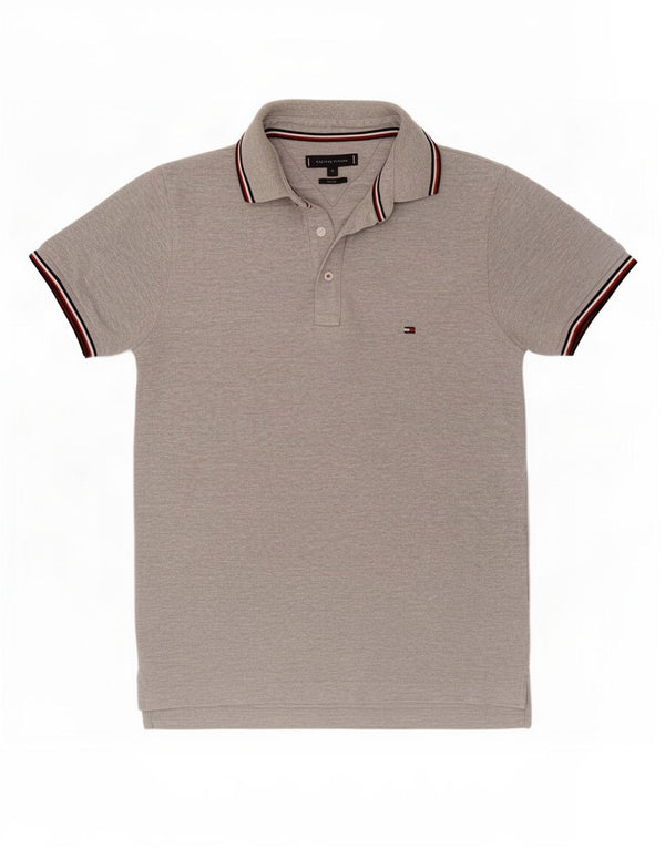 Tommy Hilfiger Mens Slim Fit Polo Shirt Medium Grey Flecked Cotton