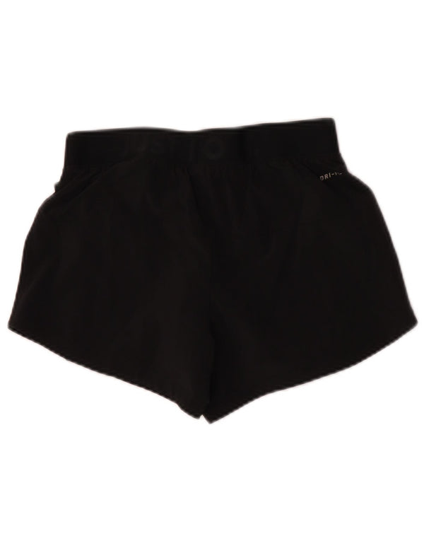 Nike Womens Dri Fit Graphic Sport Shorts UK 6 XS Black Polyester