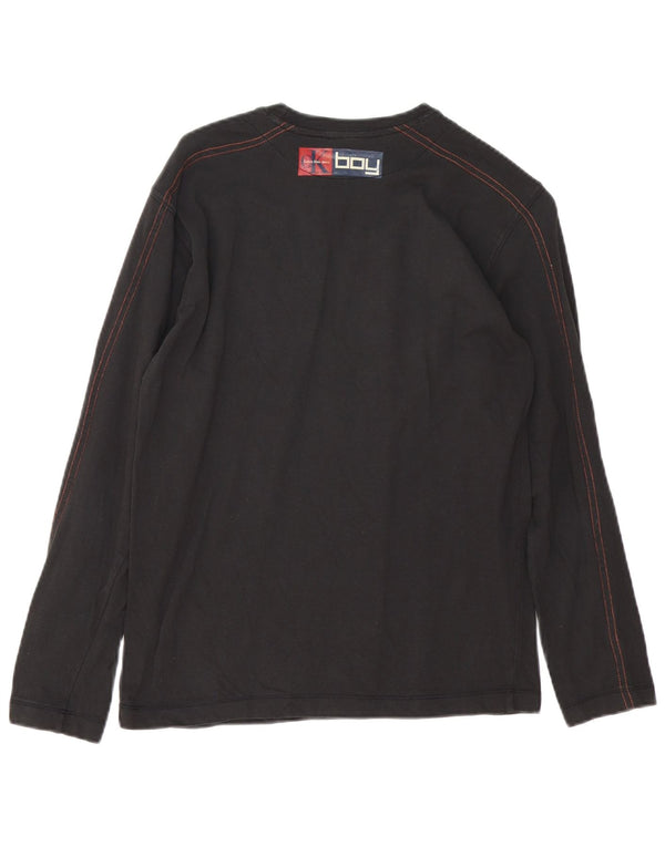 Calvin Klein Jeans Boys Graphic Top Long Sleeve 13-14 Years Black Cotton
