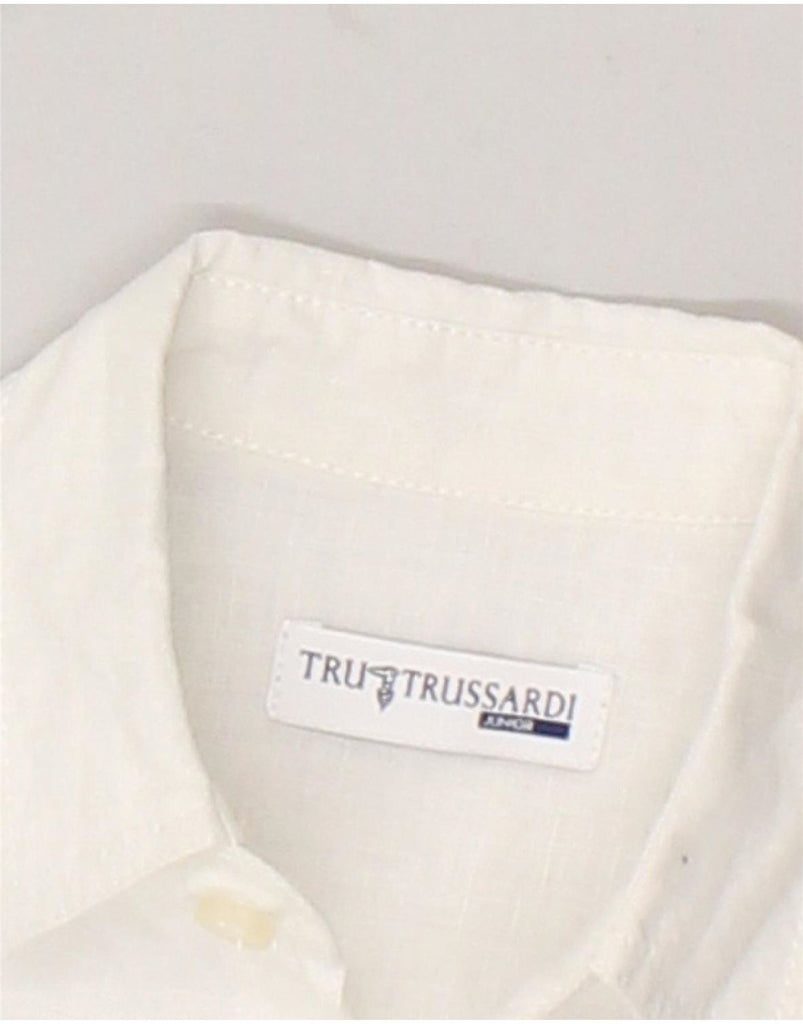 TRUSSARDI JUNIOR Boys Short Sleeve Shirt 2-3 Years White Linen | Vintage Trussardi Junior | Thrift | Second-Hand Trussardi Junior | Used Clothing | Messina Hembry 