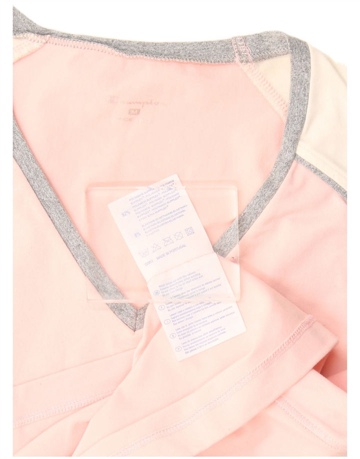 Champion Womens Vest Top UK 12 Medium Pink Colourblock Polyamide