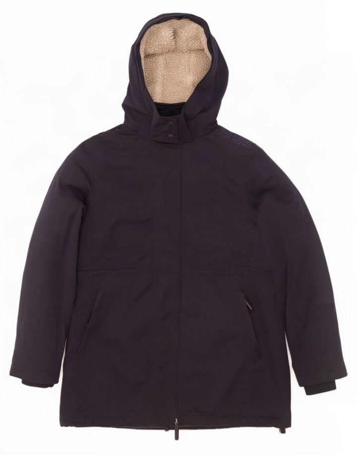 Superdry Mens Tall Hooded Parka Jacket UK 42 XL Navy Blue Polyester