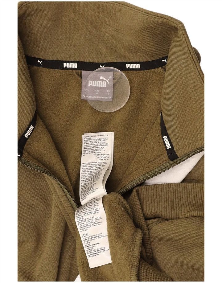 PUMA Mens Tracksuit Top Jacket Large Khaki Colourblock Cotton