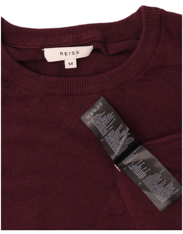 Reiss Mens Crew Neck Jumper Sweater Medium Maroon Wool