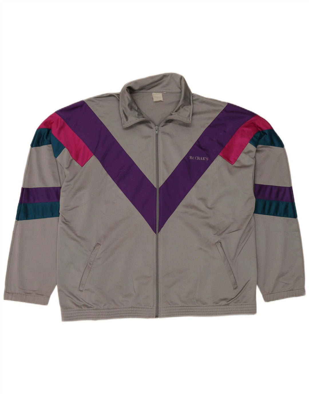 MC CRAE'S Mens Tracksuit Top Jacket XL Grey Colourblock Polyester