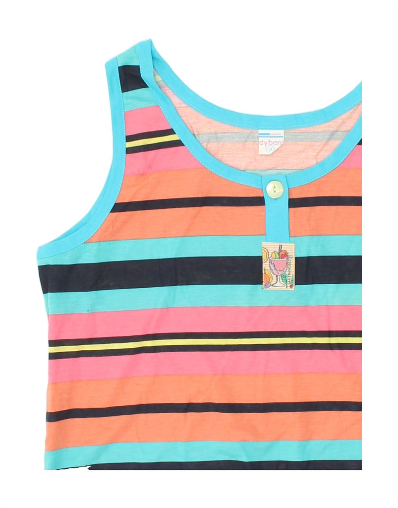 VINTAGE Womens Oversized Crop Vest Top US 3 XS Multicoloured Striped | Vintage Vintage | Thrift | Second-Hand Vintage | Used Clothing | Messina Hembry 