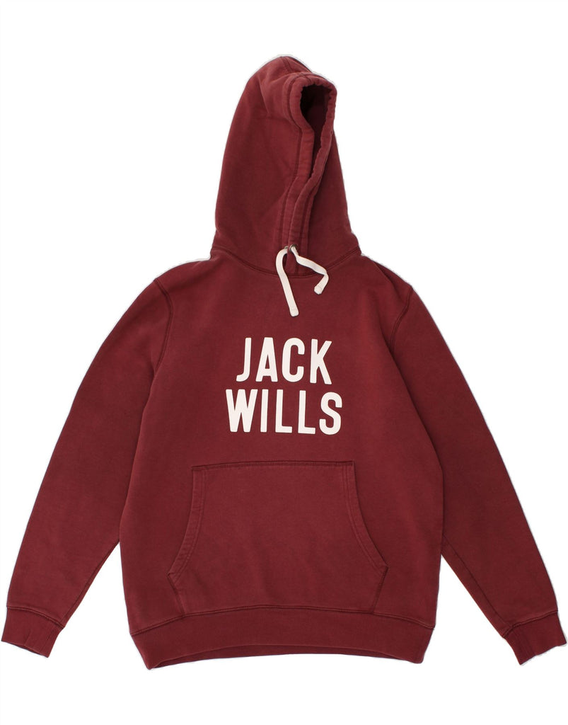 JACK WILLS Mens Graphic Hoodie Jumper Large Maroon Cotton | Vintage Jack Wills | Thrift | Second-Hand Jack Wills | Used Clothing | Messina Hembry 