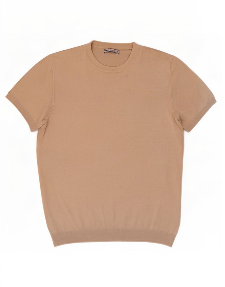 Zara Mens T-Shirt Top Small Beige