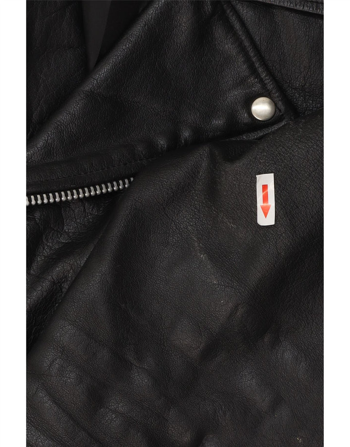 Vintage Womens Leather Biker Jacket UK 14 Medium Black Leather