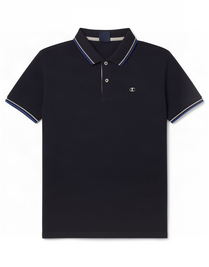 Champion Mens Polo Shirt Medium Navy Blue Striped