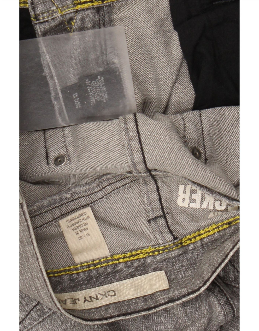 Dkny Mens Distressed Straight Jeans W31 L30 Grey Cotton