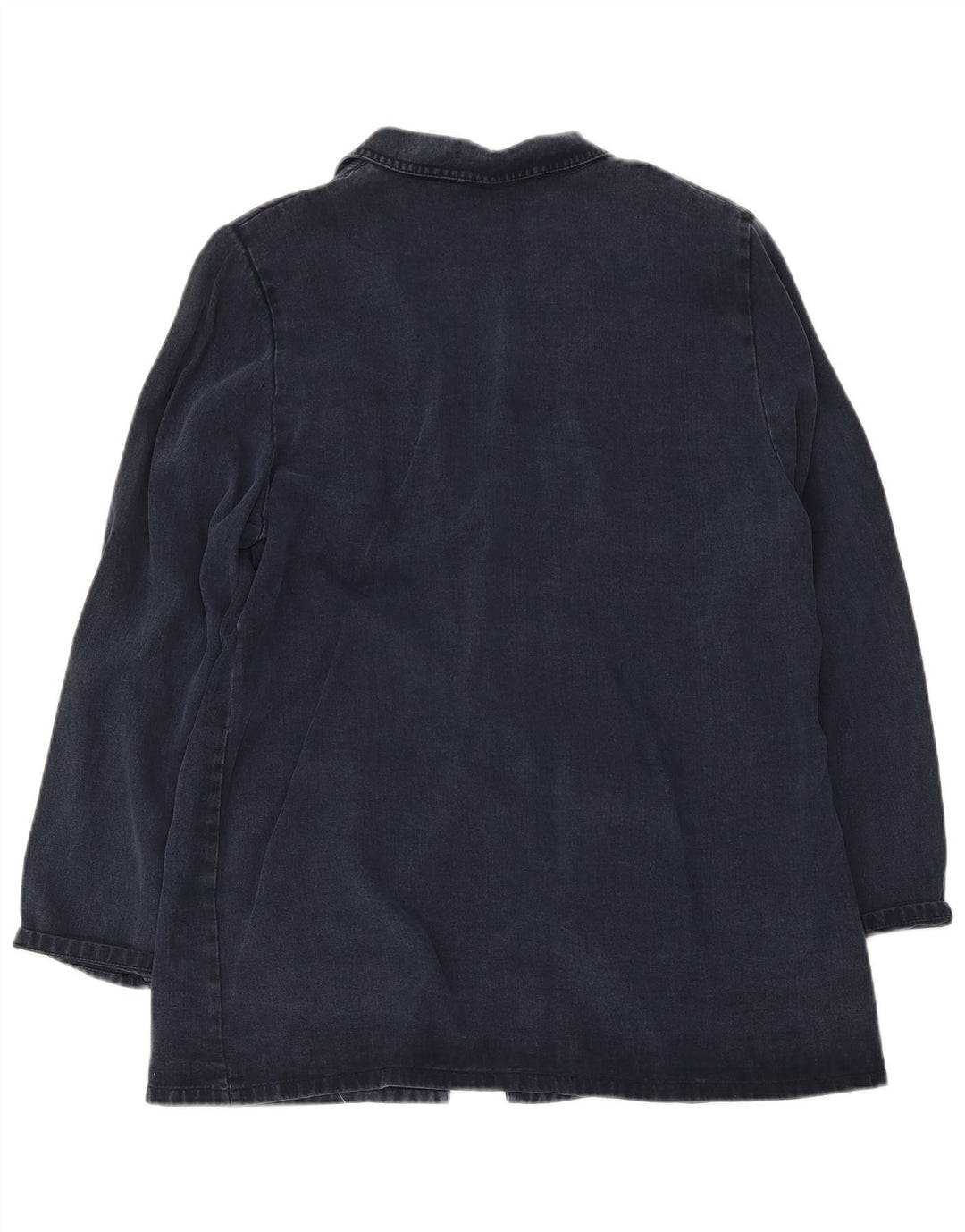 Vintage Womens 2 Button Longline Blazer Jacket UK 20 2XL Navy Blue Lyocell