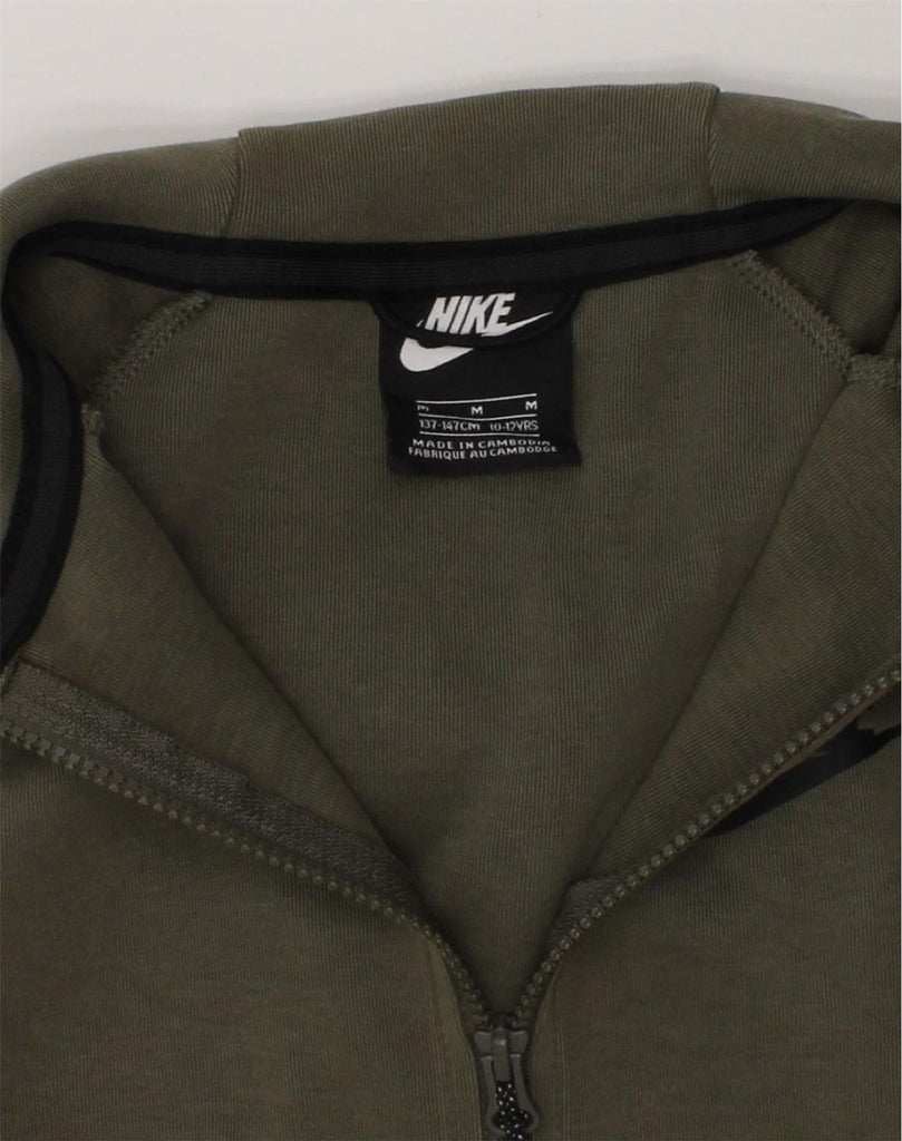 NIKE Boys Zip Hoodie Sweater 10-11 Years Medium  Khaki Cotton | Vintage Nike | Thrift | Second-Hand Nike | Used Clothing | Messina Hembry 