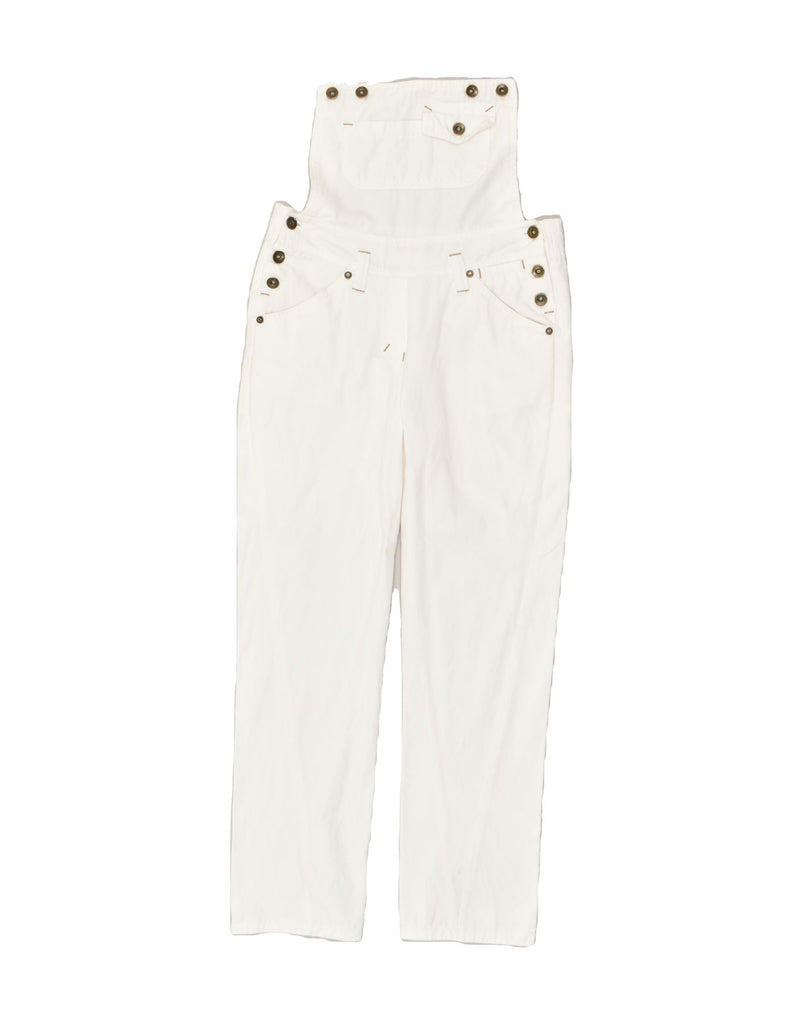 TERRANOVA Womens Dungarees Trousers UK 6 XS W28 L28 White Cotton | Vintage Terranova | Thrift | Second-Hand Terranova | Used Clothing | Messina Hembry 