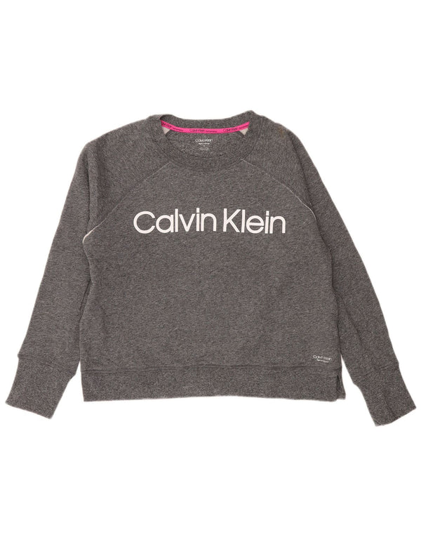 CALVIN KLEIN Womens Performance Sweatshirt Jumper UK 14 Medium Grey