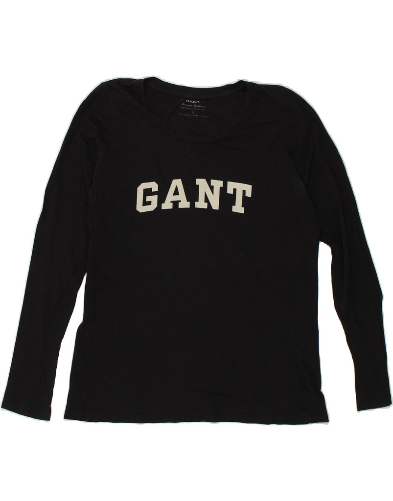 GANT Womens Graphic Top Long Sleeve UK 14 Large Black Vintage Gant and Second-Hand Gant from Messina Hembry 