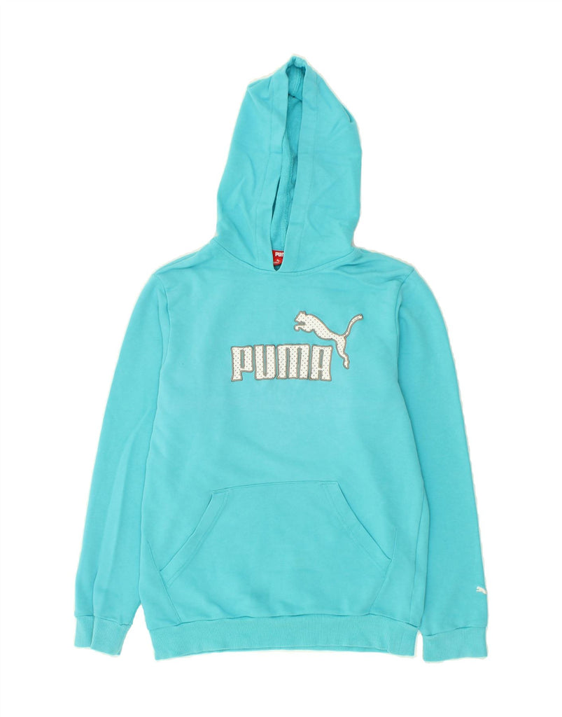 PUMA Boys Graphic Hoodie Jumper 11-12 Years Large Turquoise Cotton | Vintage Puma | Thrift | Second-Hand Puma | Used Clothing | Messina Hembry 