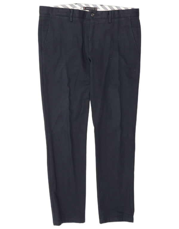 Tommy Hilfiger Mens Slim Casual Trousers W34 L30 Navy Blue Cotton