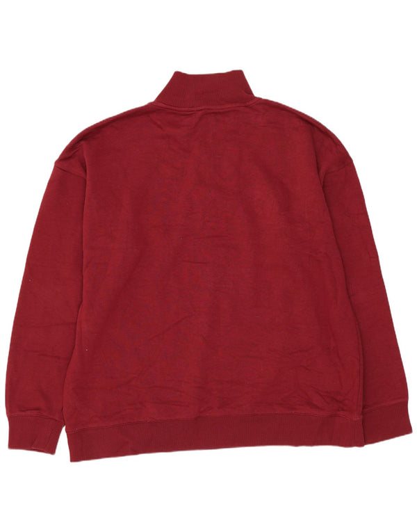 Calvin Klein Mens Zip Neck Sweatshirt Jumper Large Maroon Cotton